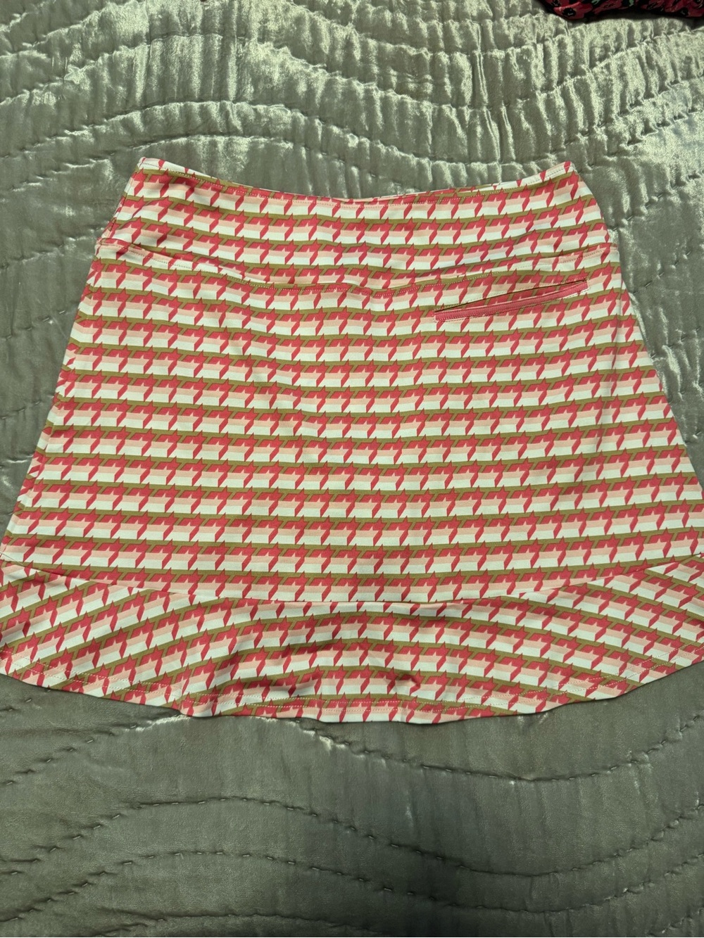 Women’s Pink & White Patterned A-Line Golf  Skirt
